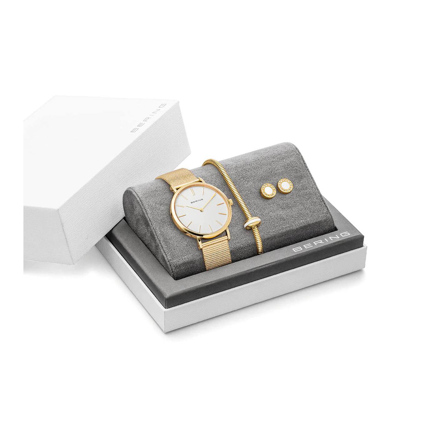 XMAS Set regalo reloj, brazalete, pulsera con charm + pendientes Bering