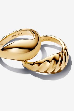 Pandora Anillos Combinables Ondulados Recubrimiento en oro de 14k