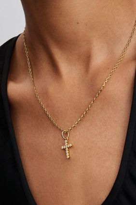 Pandora Charm Colgante Cruz Recubrimiento en oro de 14k