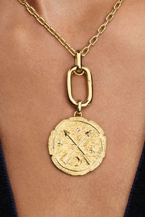 Pandora Charm Medallón Grande Flechas Cruzadas Recubrimiento en oro de 14k