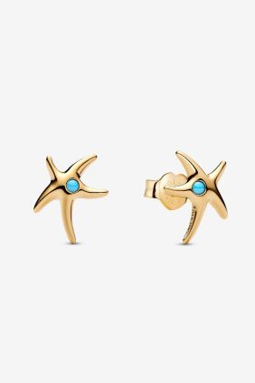 Pandora Pendiente de botón Estrella de Mar Recubrimiento en oro de 14k