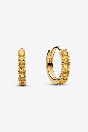 Pandora Pendientes Abrazo Amarillo Recubrimiento en oro de 14k