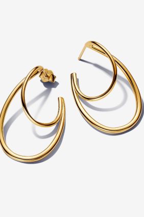 Pandora Pendientes de Aro Doble de Forma Orgánica Recubrimiento en oro de 14k