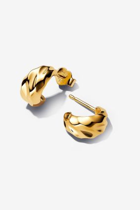 Pandora Pendientes de Aro Abiertos Ondulados Recubrimiento en oro de 14k