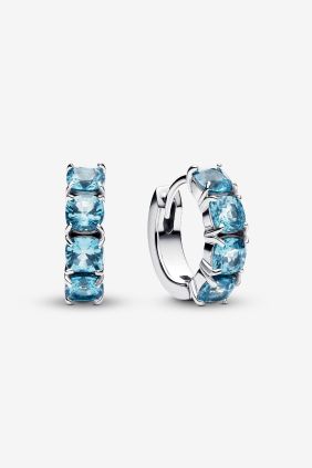 Pandora Pendientes de Aro Azul Claro Plata de primera ley
