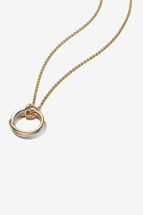 Pandora Collar en Dos Tonos de Forma Orgánica Plata de primera ley, Recubrimiento en oro de 14k