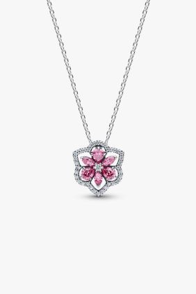 Pandora Collar Herbario Flor Rosa Brillante