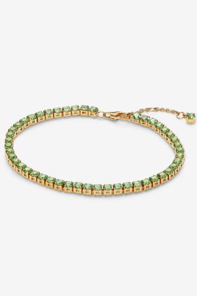 Pandora Pulsera Tenis Verde Brillante Recubrimiento en oro de 14