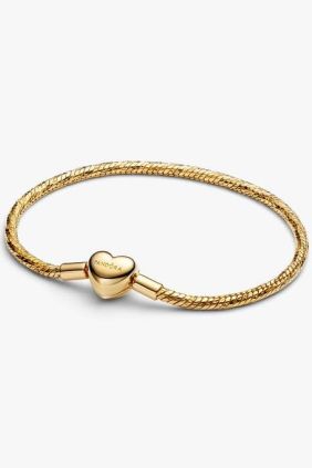 Pandora Pulsera de Cadena de Serpiente con Cierre Corazón Facetado Grabable