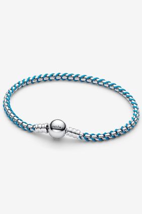 Pandora Pulsera Cadena Caja Cordón Azul Plata de primera ley