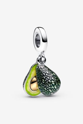 Pandora Charm Colgante Doble Aguacate Plata de primera ley, Recubrimiento en oro de 14k