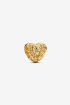 Charm Mini Corazón Textura Recubrimiento en oro de 14k