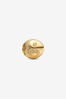 Charm Mini Yin y Yang Textura Recubrimiento en oro de 14k