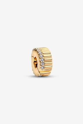 Charm Clip Acanalado Recubrimiento en oro de 14k