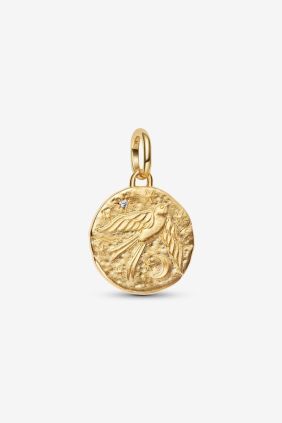 Charm Medallón Golondrina Recubrimiento en oro de 14k