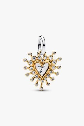 Pandora Charm Colgante Doble Corazón Radiante
