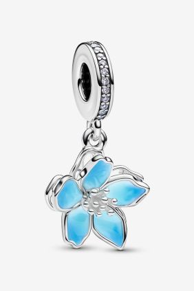 Pandora Charm Colgante Flor Azul Plata de primera ley