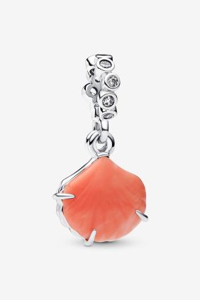 Pandora Charm Colgante Doble Concha Color Coral Plata de primera ley