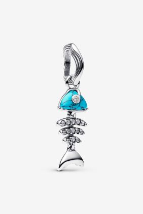 Pandora Charm Colgante Espina Pez Color Turquesa Plata de primera ley