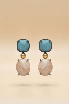 Pendientes Amazonia Escolecita y oro 18K Bohemme 