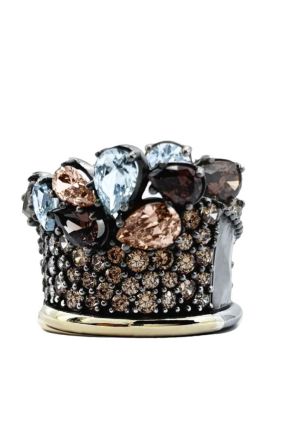 Anillo Samba con Circonitas color Morganita, Chocolate y Aguamarina