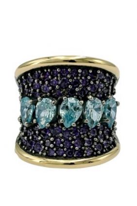 Anillo PUA en plata y oro con circonitas Amatista y Topacio