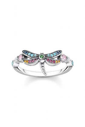 comprar online Anillo Thomas Sabo libélula piedras colores plata TR2383-314-7