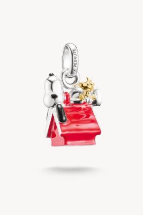 Colgante Charm thomas sabo Snoopy & Woodstock en la caseta PEANUTS Connect Chapado en oro de 18k