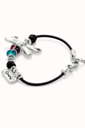 Pulsera con libélula bañada en plata de ley y cristales Unode50