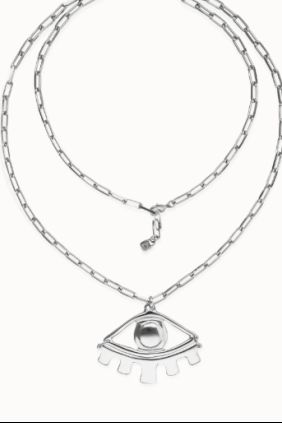 Collar largo bañado en plata de ley con ojo grande Unode50