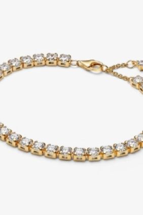 Pandora Pulsera Tenis Ancha Brillante Recubrimiento en oro de 14k