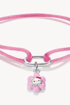 Hello Kitty Pulsera textil rosa con charm – Connect