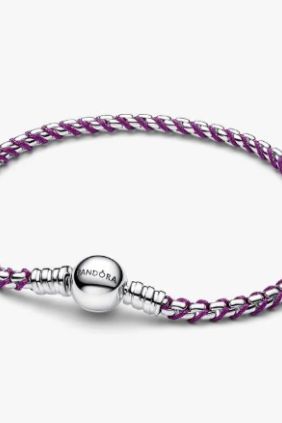 Pandora Pulsera Cadena Caja Cordón Morado