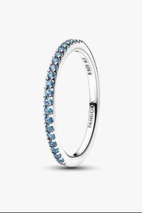 Pandora Anillo Banda Brillante Aguamarina