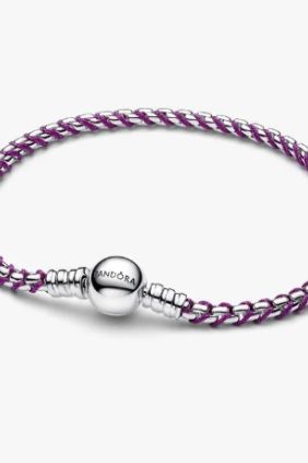 Pandora Pulsera Cadena Caja Cordón Morado