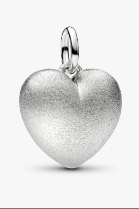 Pandora Charm Colgante Corazón Volumen Mate Aleación única de metales con un recubrimiento en platino