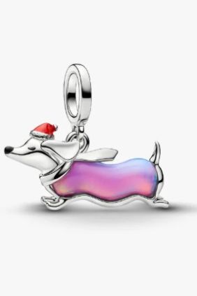 Pandora Charm Colgante Teckel Navideño Aleación única de metales con un recubrimiento en platino