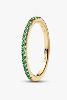 Pandora Anillo Banda Verde Brillante