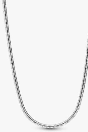 Pandora Collar Cadena de Serpiente Fina Plata de primera ley