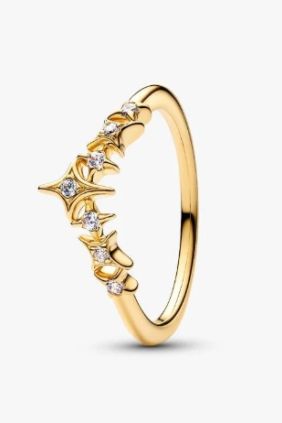 Pandora Anillo Tiara Estrellas Recubrimiento en oro de 14k