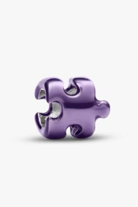 Pandora  Charm Mini Pieza de Puzle Morada Plata de primera ley