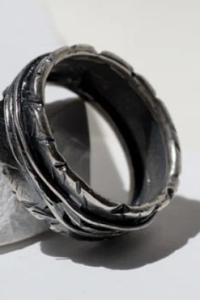  PlatadePalo Anillo Hombre Shizen con hilos de plata 925