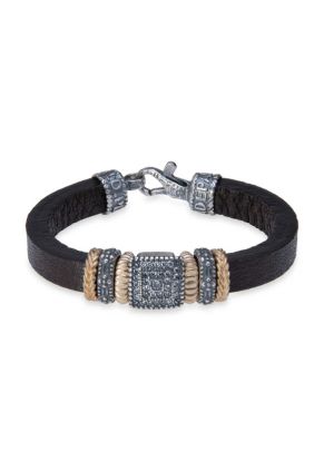  PlatadePalo Pulsera Mujer Cali de cuero con plata 925 y circonitas