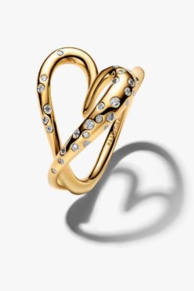 Pandora Anillo Corazón Forma Orgánica con Gemas Engastadas