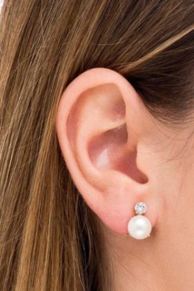 Pendientes midi perla y circonita Vidal & Vidal