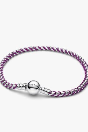 Pandora Pulsera Cadena Caja Cordón Morado