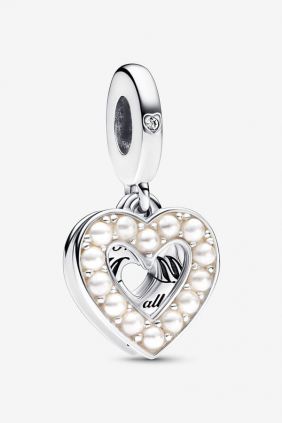 Charm Colgante Doble Corazón Blanco Anacarado Pandora 792649C01