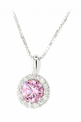 Colgante Diamonfire piedra rosa y circonitas blancas