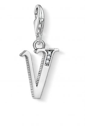 Colgante charm Thomas Sabo letra V plateada