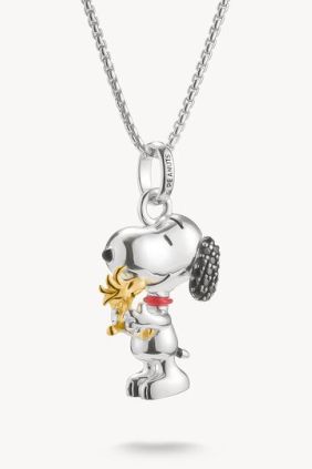 collar thomas sabo  Snoopy & Woodstock Pavé – Colgante PEANUTS Chapado en oro de 18k
